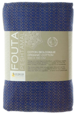 nice to meet me unisex vegan Towel Foutas Collection Sand & Imperial Blue/Brown